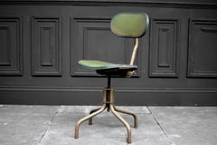 Early 20th Century Green Machinist Chair Adjustable, Swivel, Desk and Office