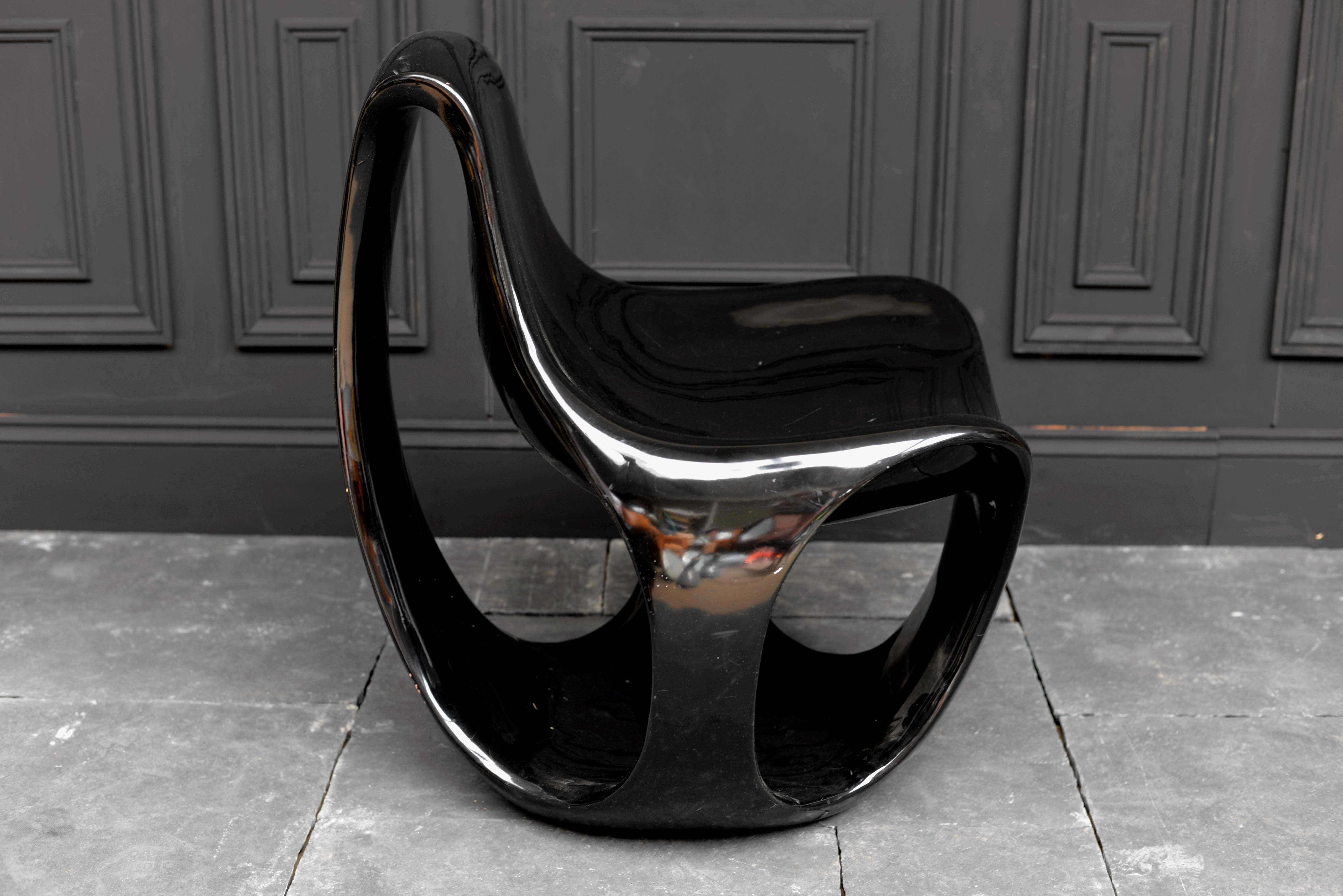 Danielle Quarante Albatros Chair 1969 in Black In Distressed Condition For Sale In London, GB