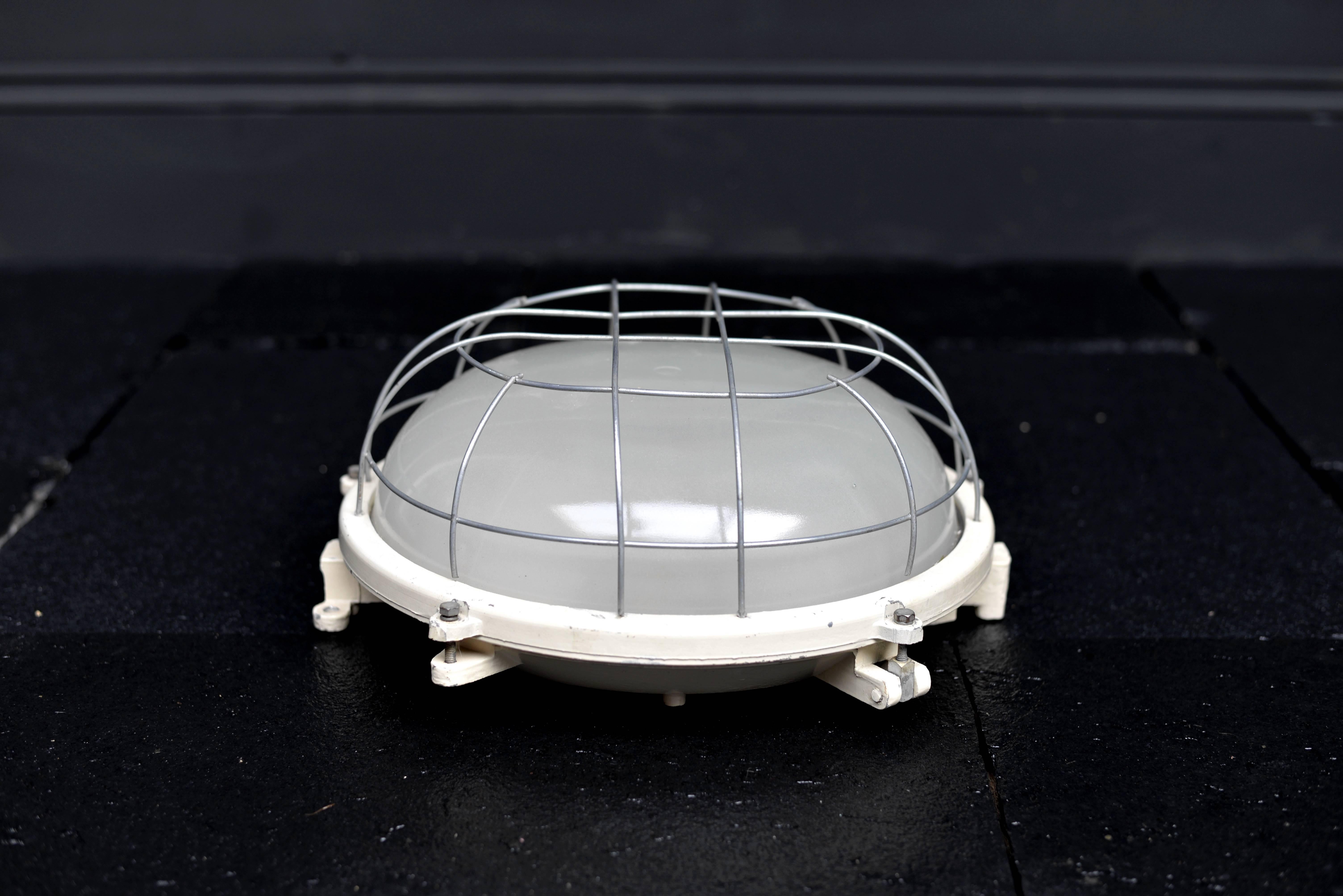 Salvaged Marine/Nautical Bulkhead Outdoor Wall Light Round For Sale 1