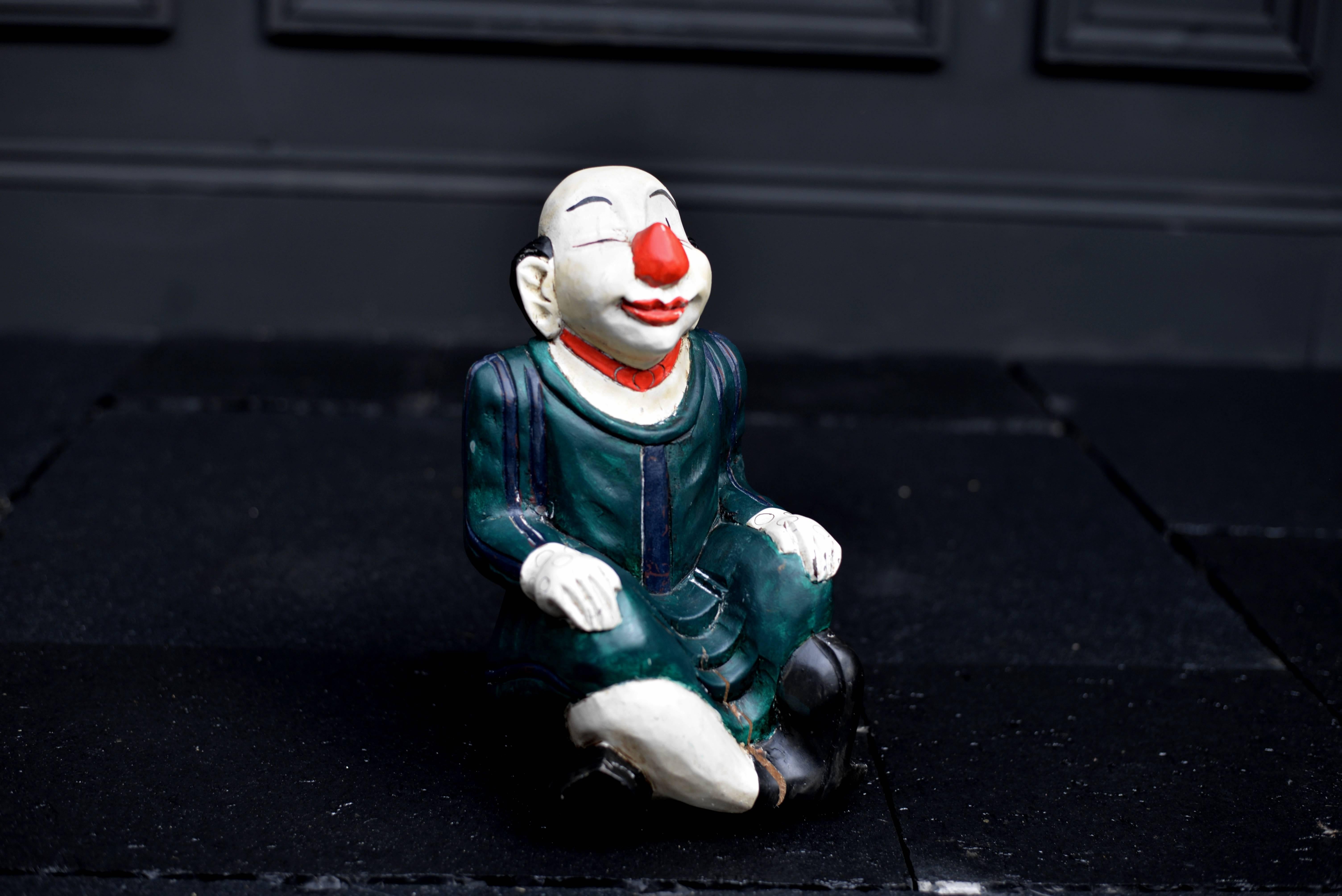20th Century Hand Carved Clown Sculpture For Sale