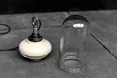 1950s Benjamin Crysteel Grey Enamel Shade with Explosion Proof Glass Dome