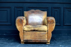 1920s French Leather Moustache Chair
