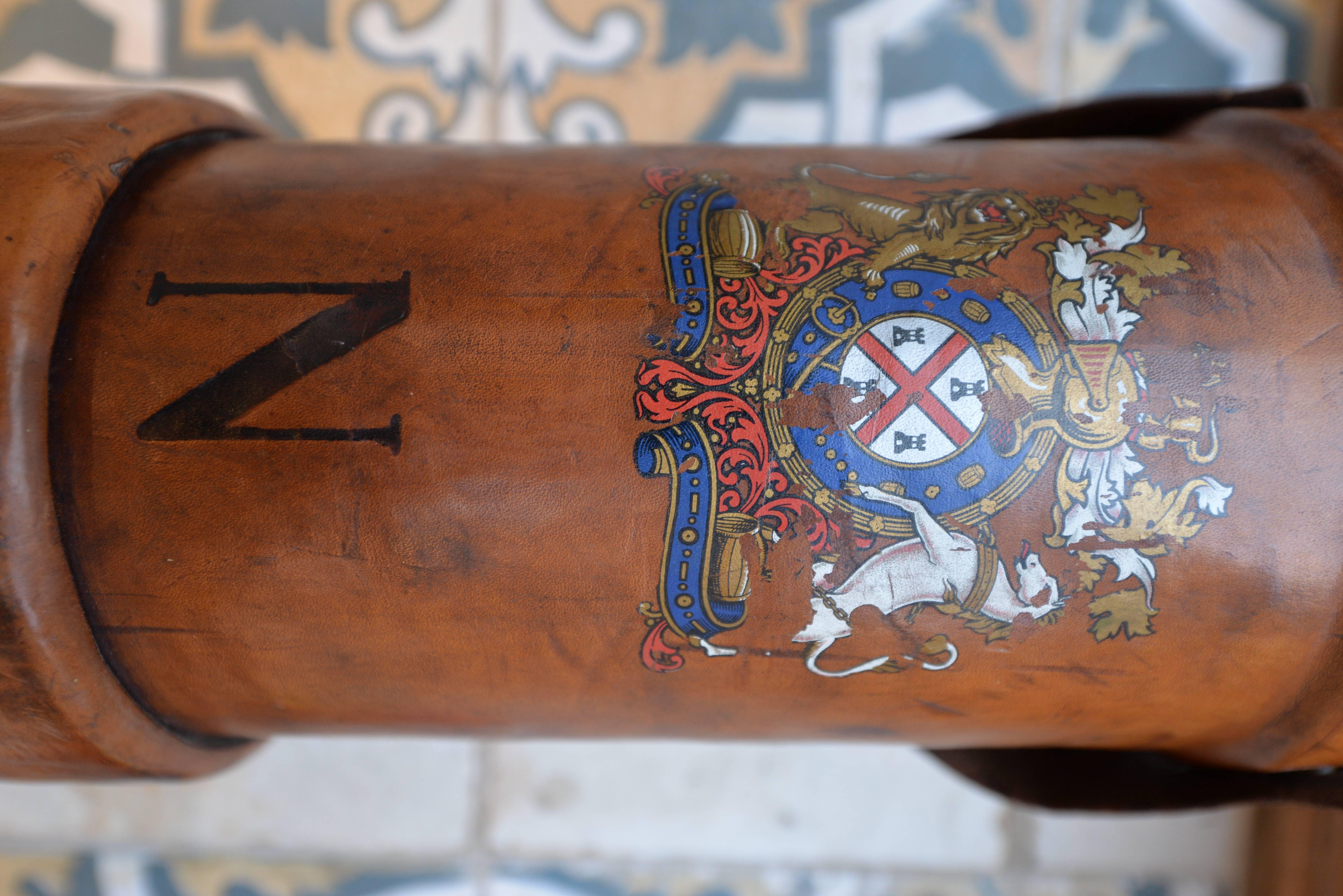 20th Century British Naval Leather Artillery Shell Carrier 2