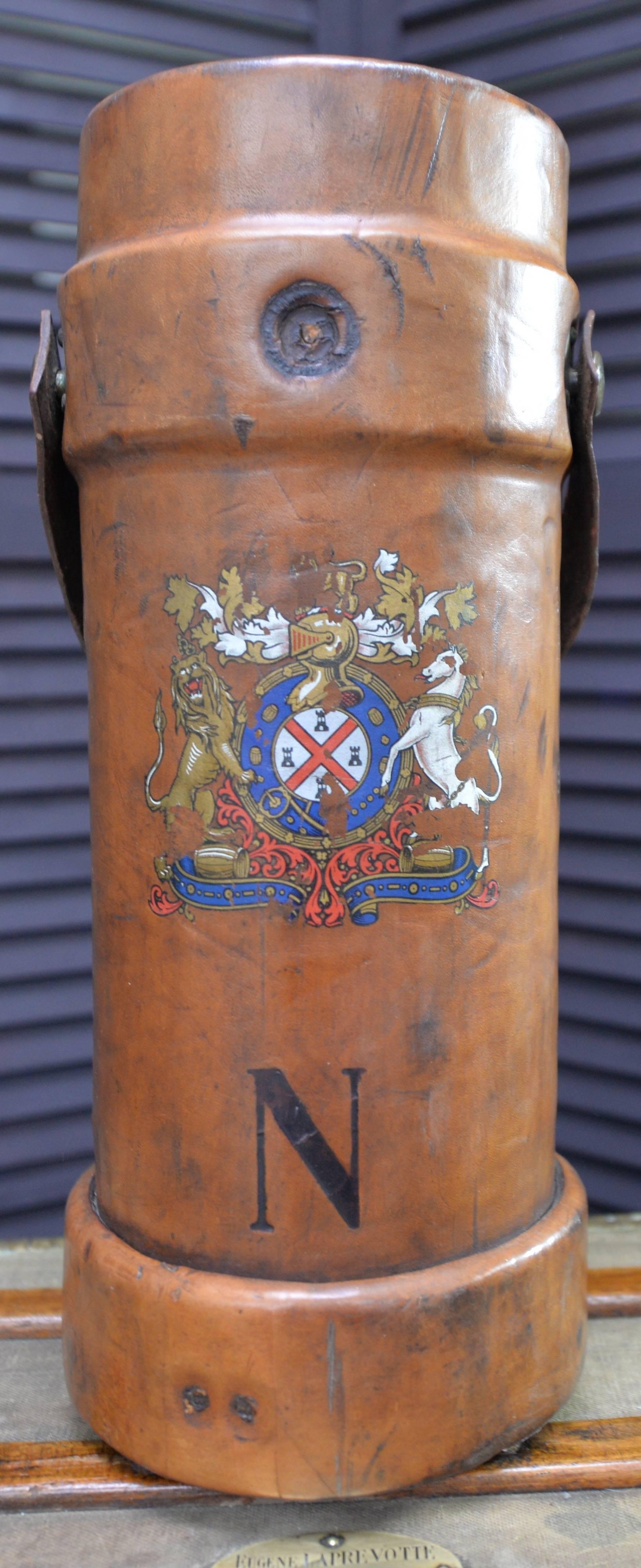 20th Century British Naval Leather Artillery Shell Carrier 4