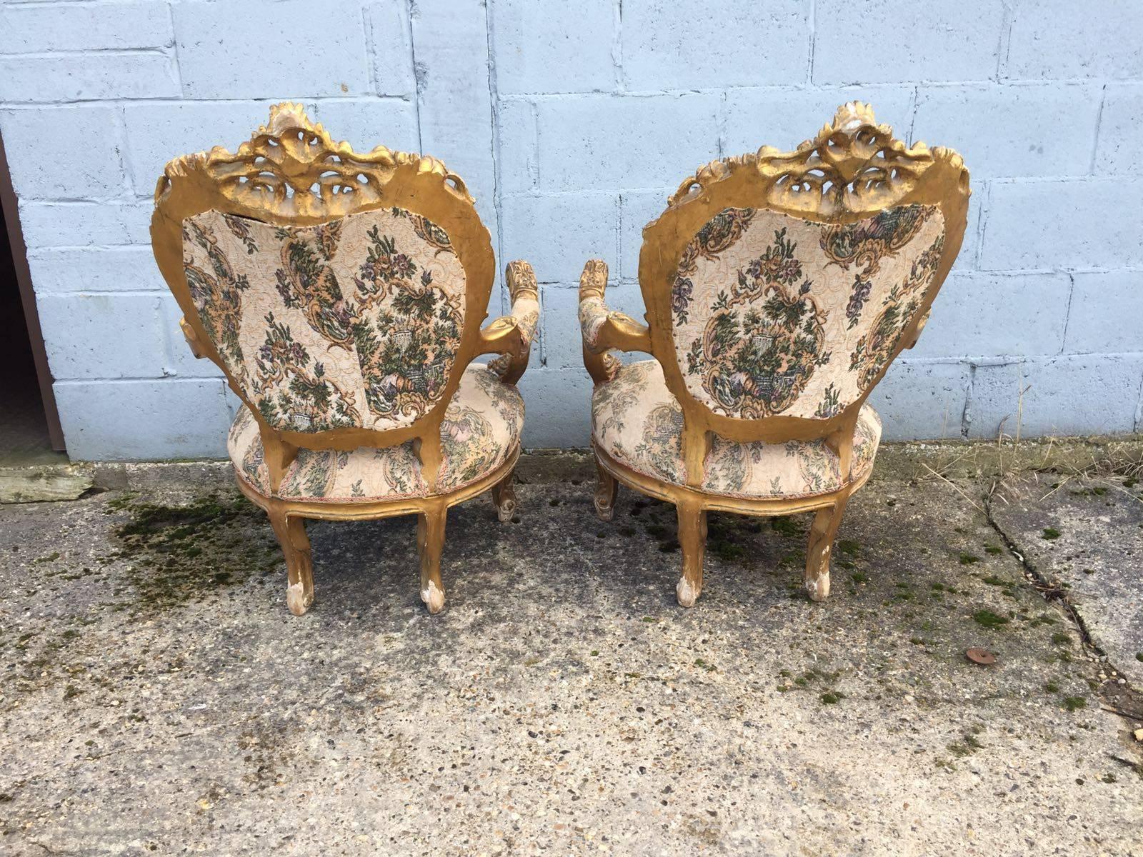 19th Century Boudoir French Bergere/ Lounge Chairs In Distressed Condition For Sale In London, GB