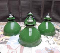 Large Green Enamel Industrial Pendants