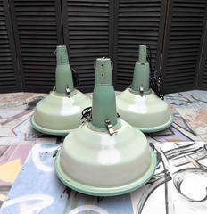 Former Soviet Union Green Enamel Industrial Pendants 1974