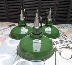 AEI Lamp and Lighting Co. Green Enamel Industrial Pendants