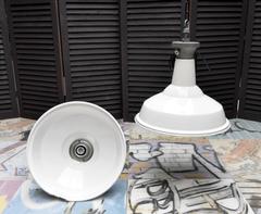 Benjamin "Saaflux" White Enamel Industrial Pendants