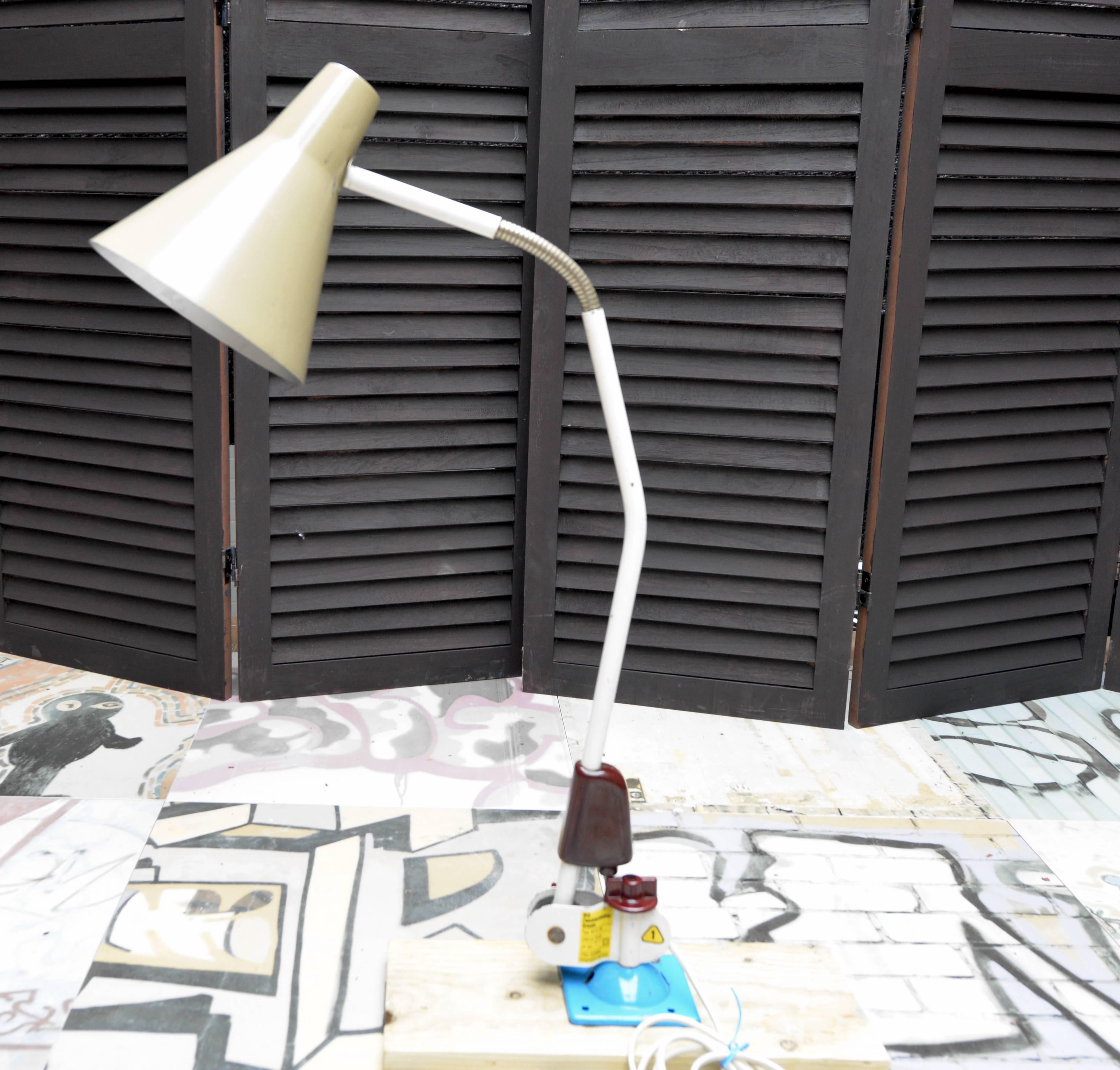 Mid-Century Modern 1960s VEB Zweckleuchtenbau Dresden Desk or Wall Workshop Lamp on Screws For Sale