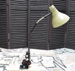 1960s VEB Zweckleuchtenbau Dresden Desk or Wall Workshop Lamp on Screws