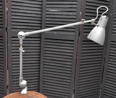 1960s AB Depose Grey French Workshop Clip on Desk Lamp