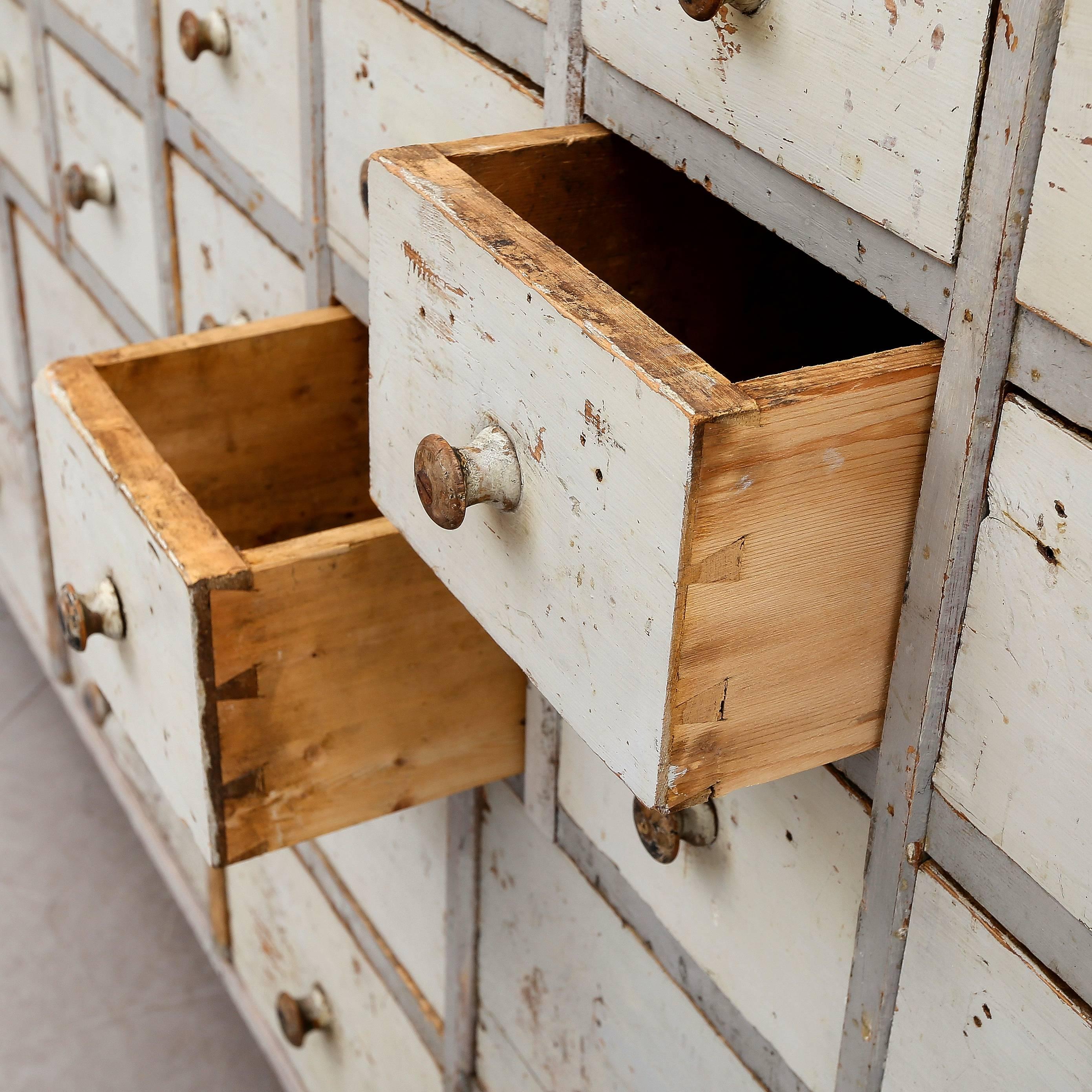 Painted 19th Century Swedish Shop Drawers Cabinet