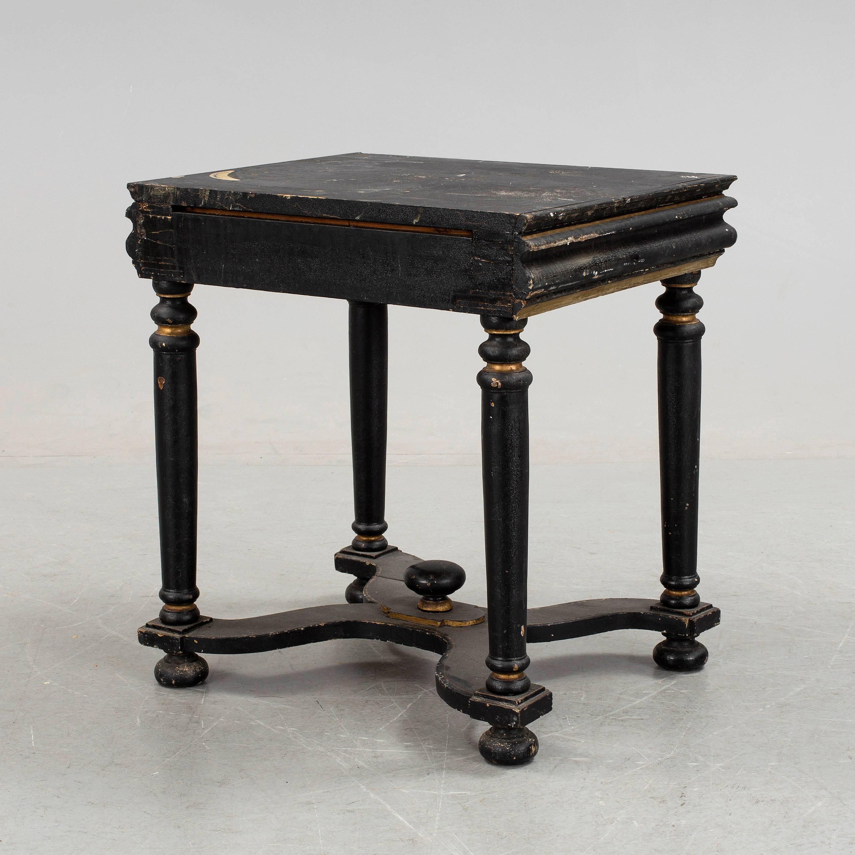 Painted 18th Century Swedish Baroque Console Table with Drawer For Sale