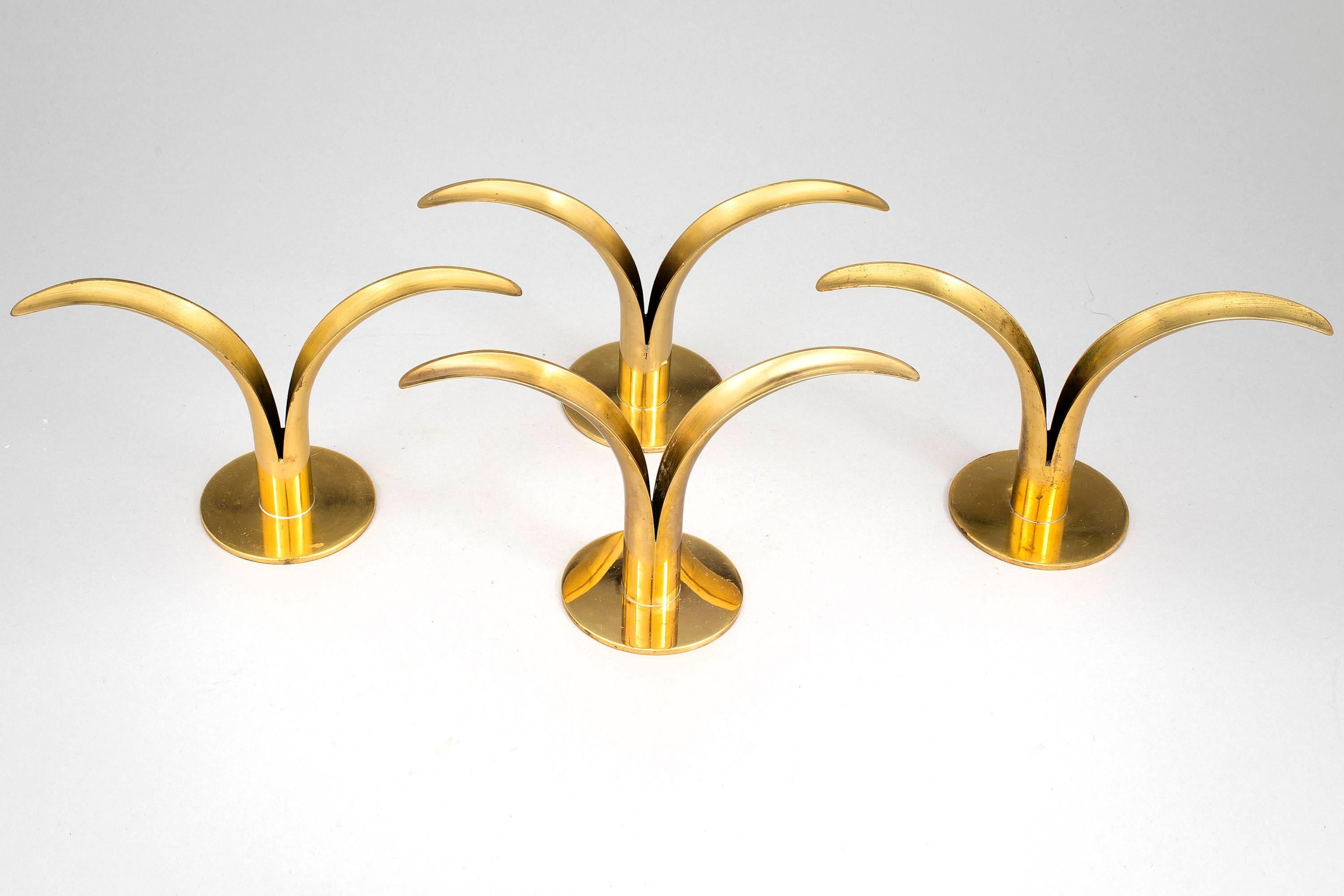 Scandinavian Modern Set of Candleholders Designed by Ivar Alenius Bjork by Swedish Ystad Metal