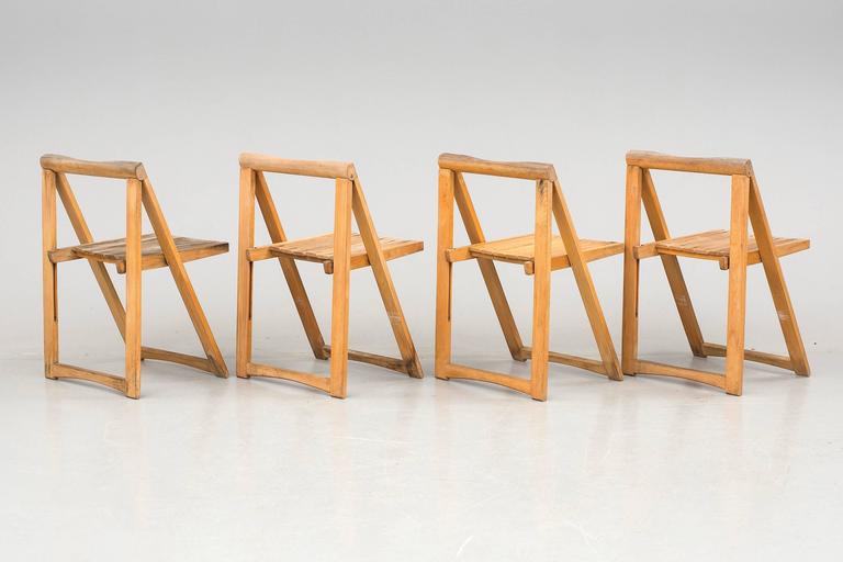 Scandinavian Modern Set of Four Danish Mid-Century Folding Chairs For Sale