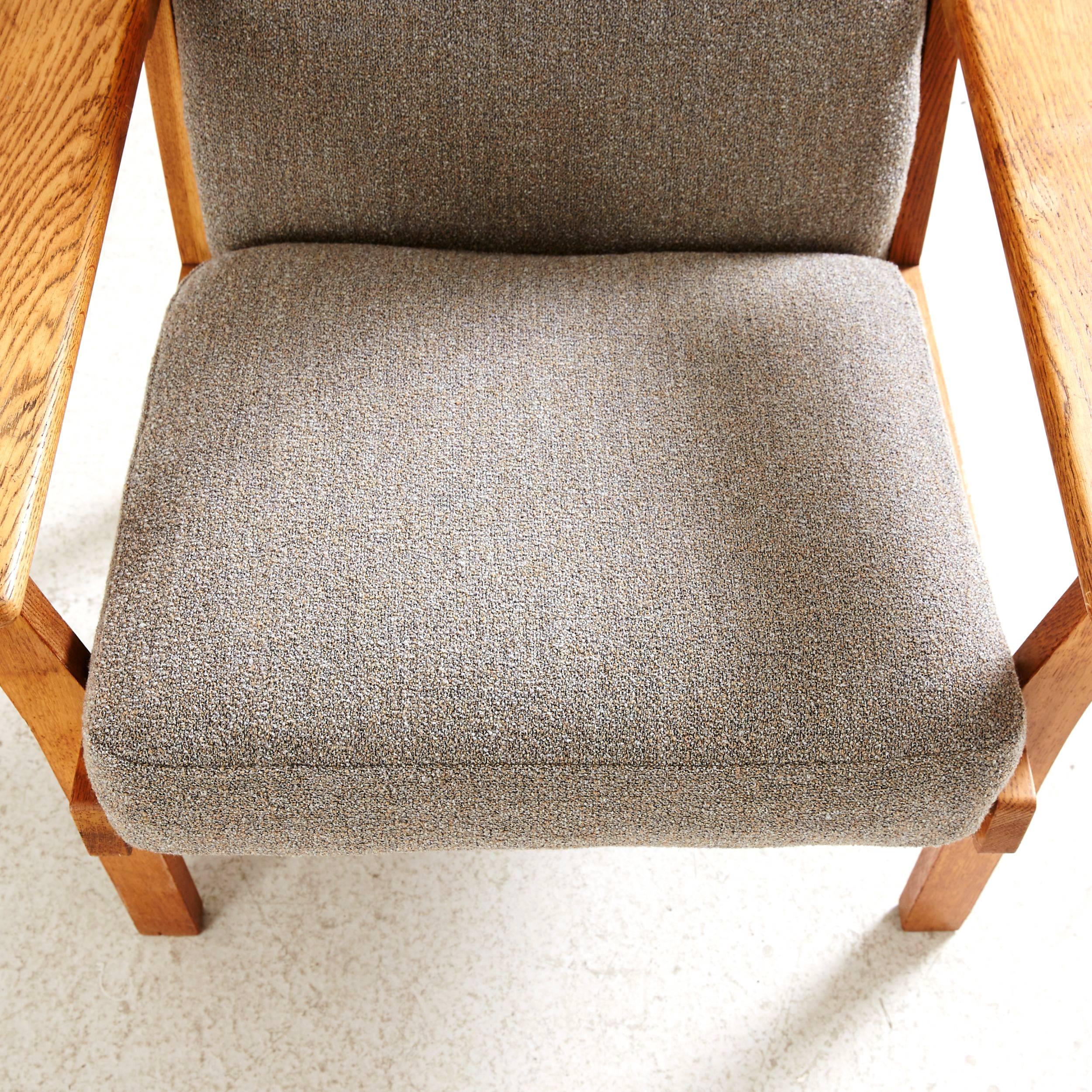 Oak Hans Wegner High Back Lounge Chair by GETAMA For Sale