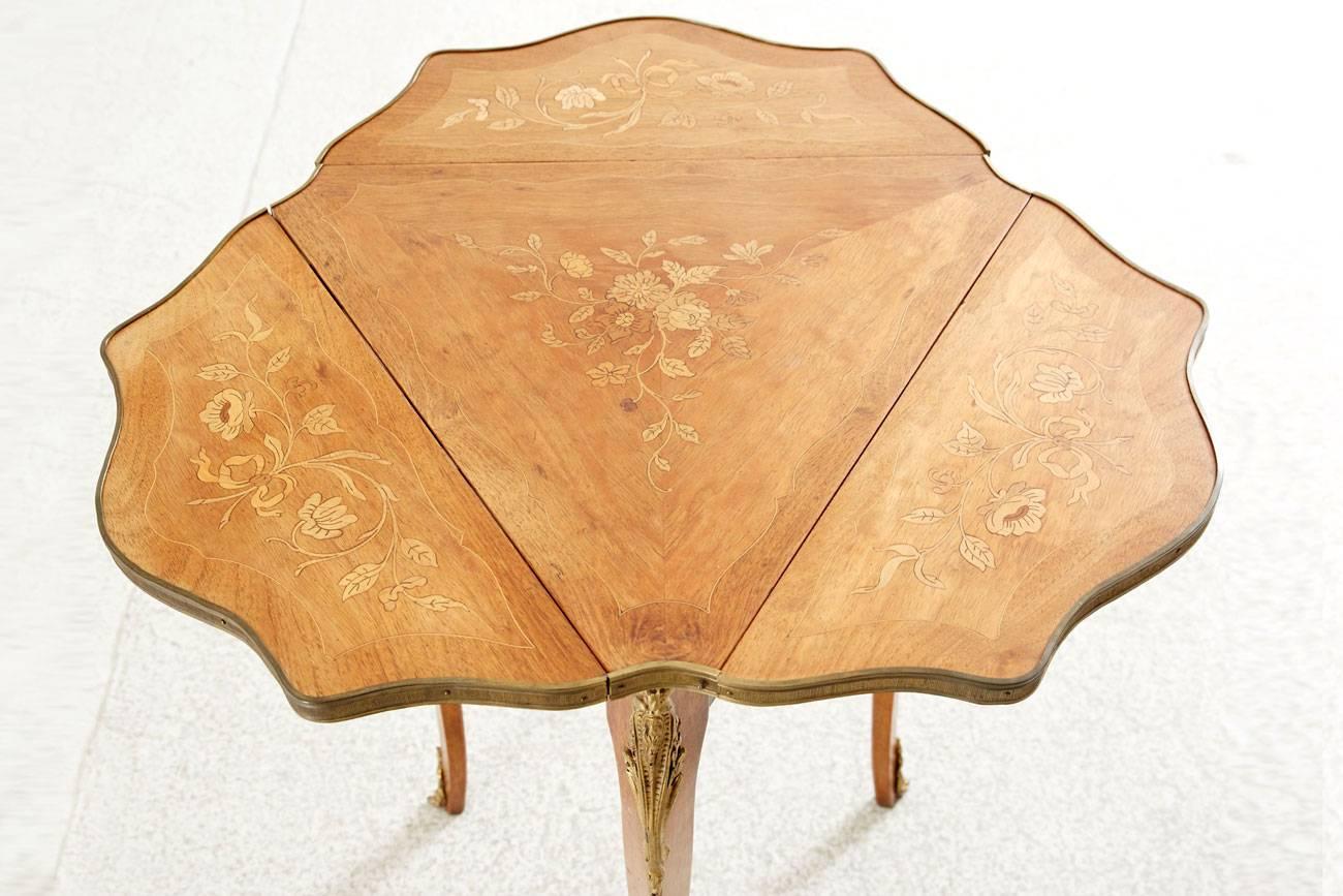 Marquetry Louis XV Folding Table Marquetería  S. XIX. Wood For Sale