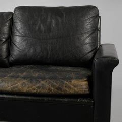 Black Leather Tellus Sofa by Folke Jansson, Sweden, 1950s
