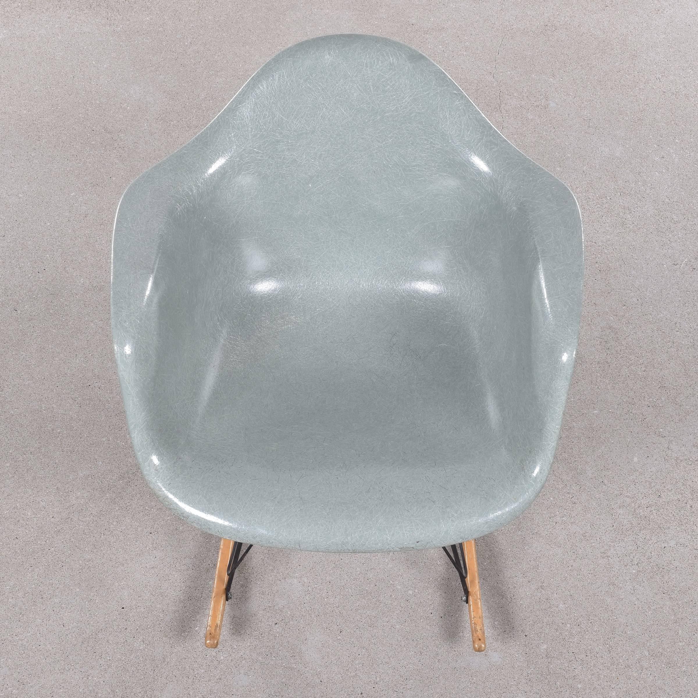 Enameled Eames Sea Foam Green RAR Herman Miller USA 'Zenith' Rocking Chair