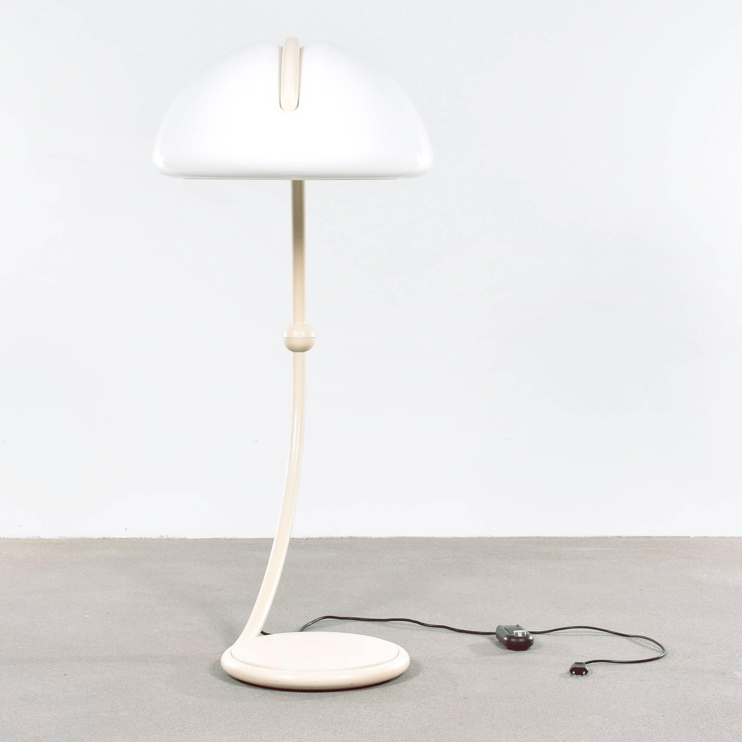 Beautiful, elegant and smart designed floor lamp with rotatable upper arm. Very good original condition, signed with manufacturer's label bottom standard.