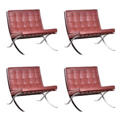 Antique Set of Four Barcelona Chairs by Ludwig Mies van der Rohe for Knoll