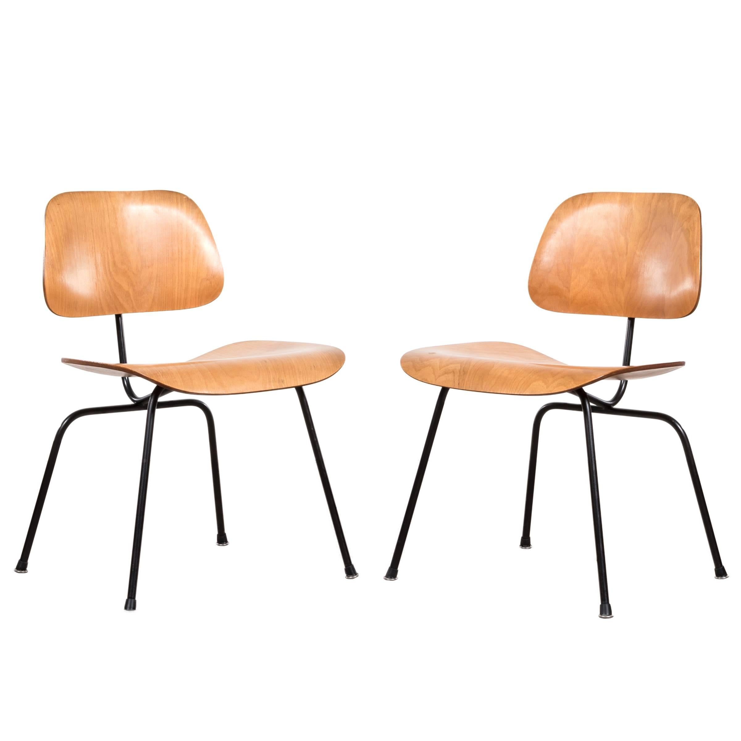 Eames DCM Pair of Ash Side Chair by Herman Miller, USA