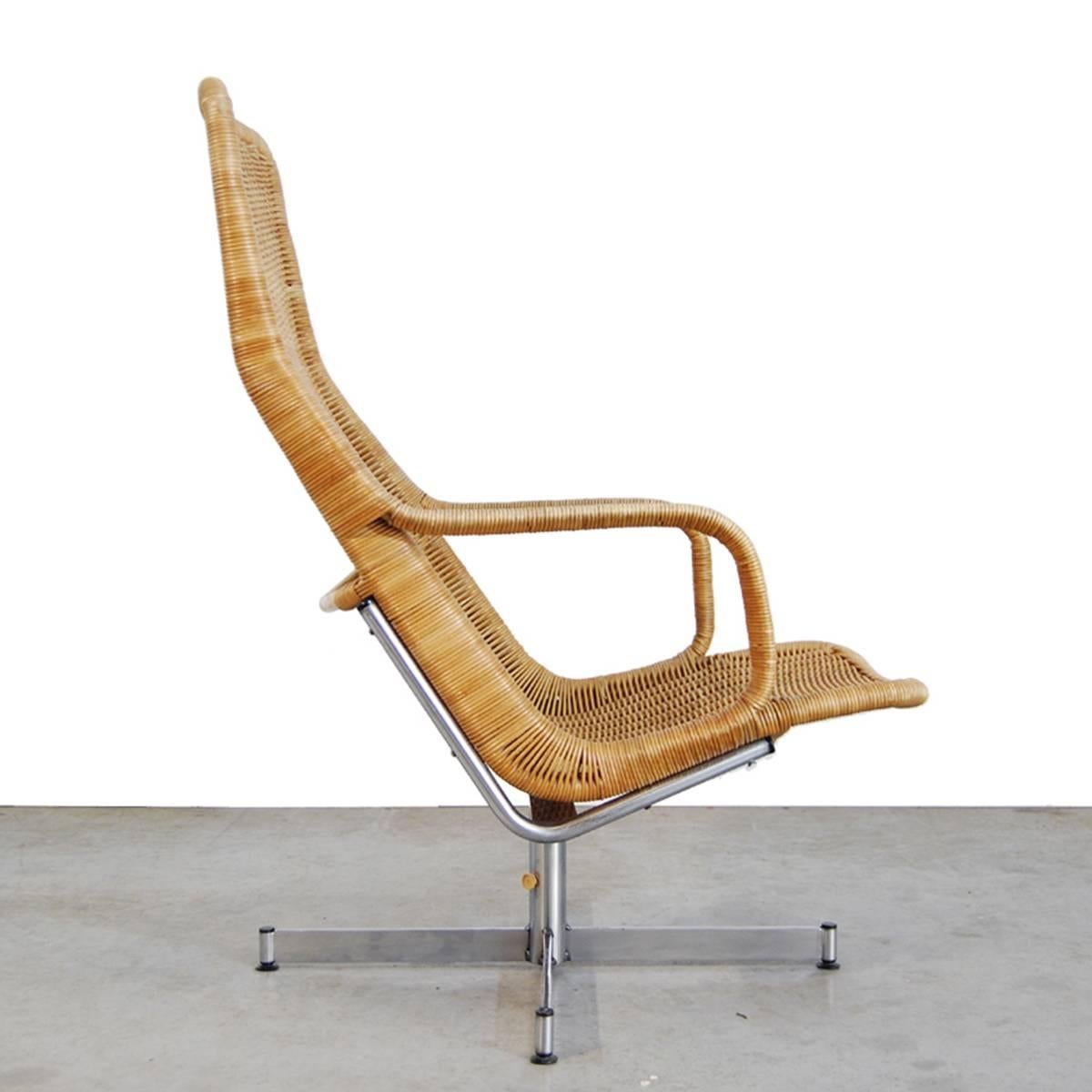 Dutch Dirk Van Sliedregt Rattan Lounge Chair for Gebr. Jonkers, Netherlands