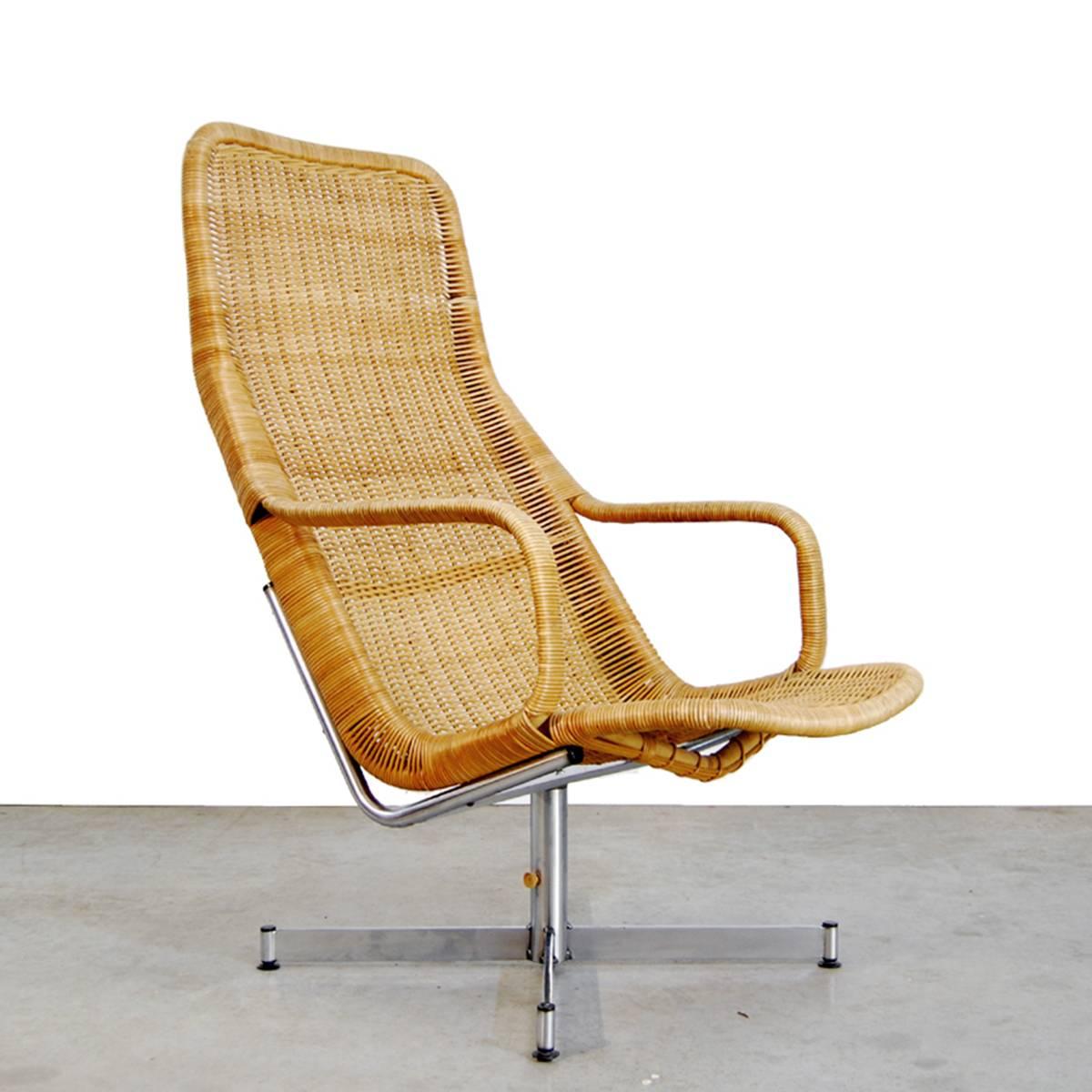 Mid-Century Modern Dirk Van Sliedregt Rattan Lounge Chair for Gebr. Jonkers, Netherlands