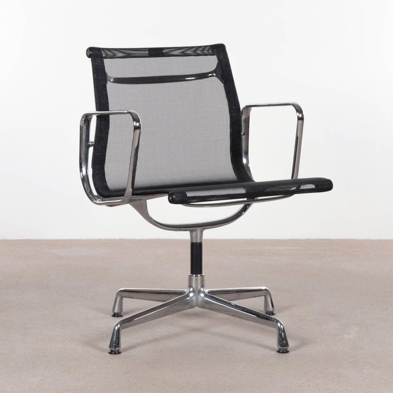 German Eames EA108 Black Netweave Dining Chair by Vitra For Sale