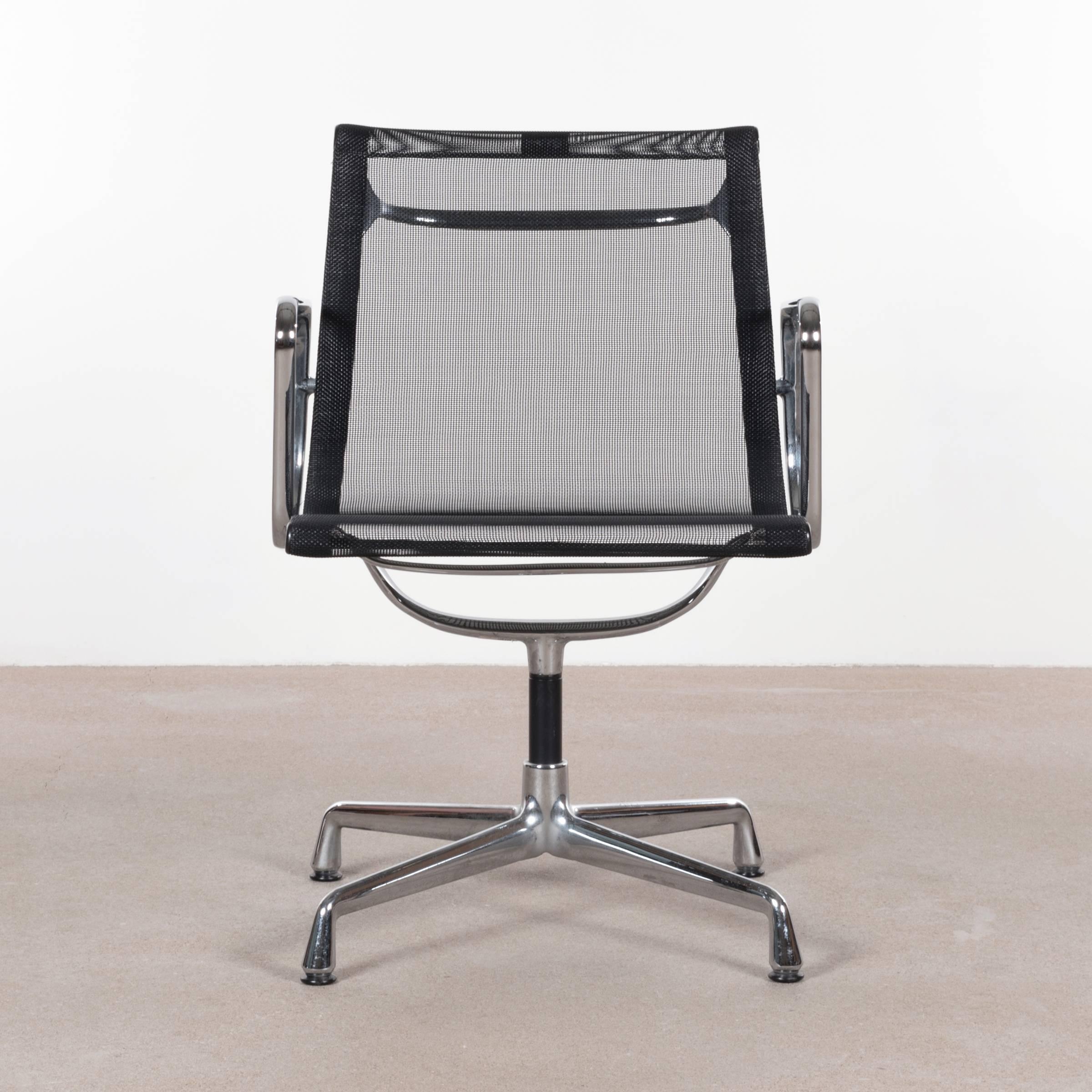 German Eames EA108 Black Netweave Dining Chair by Vitra For Sale