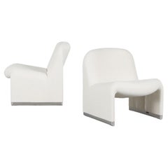 Giancarlo Piretti Alky Lounge Chair in lana bouclé bianca, Anonima Castelli