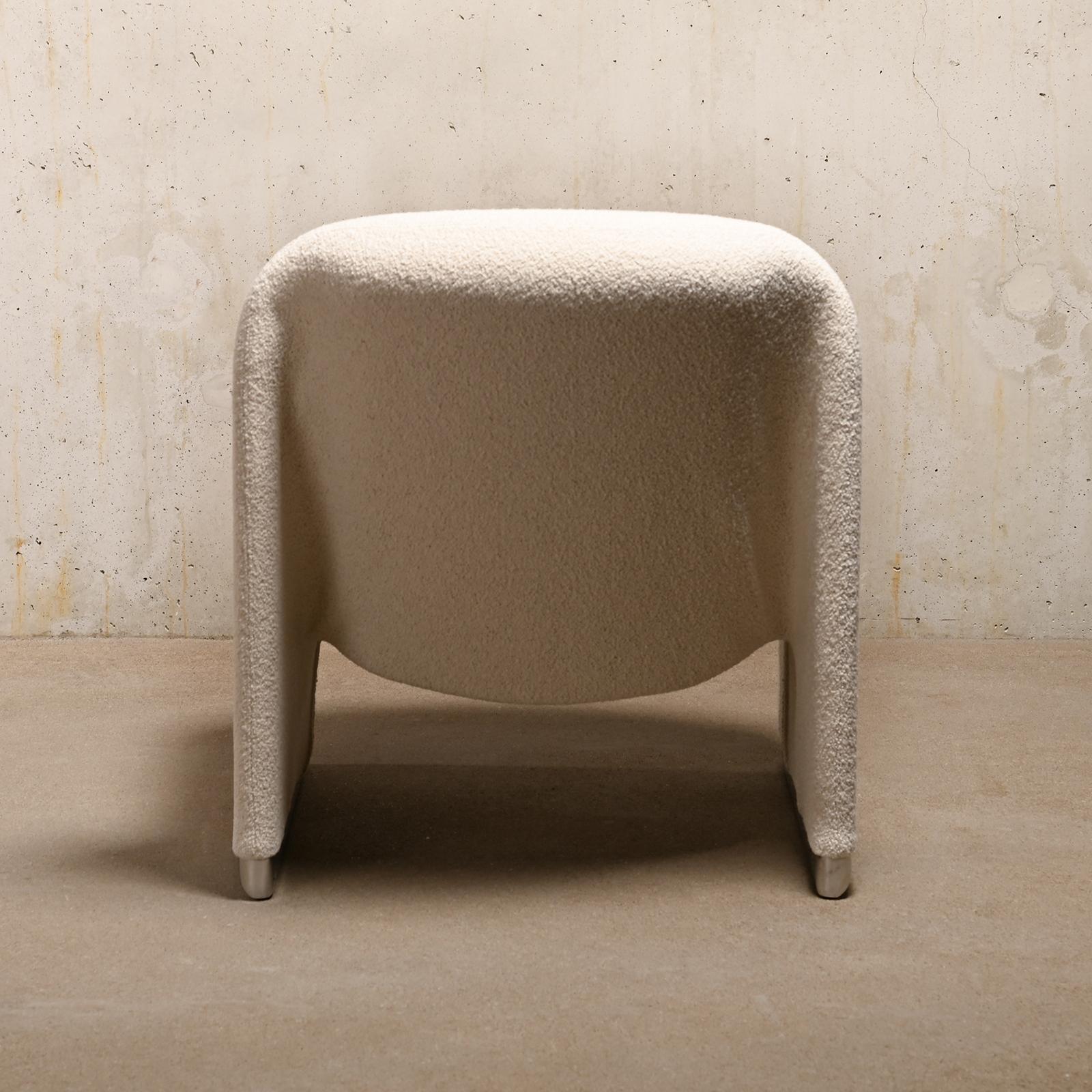 italien Chaise longue Giancarlo Piretti Alky en laine bouclée blanche, Anonima Castelli en vente