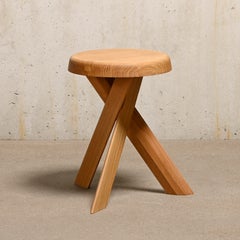 Hocker „S31 ‚Model A‘“ von Pierre Chapo aus massiver Eiche, hergestellt von Chapo Création, Frankreich