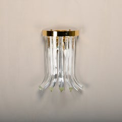 Wall lamps of brass and crystal glass by Novaresi, Italy 1970s