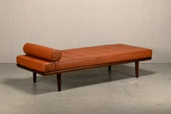 Hans J. Wegner GE19 Daybed in Teak and Camel Leather for Getama Denmark 1960s