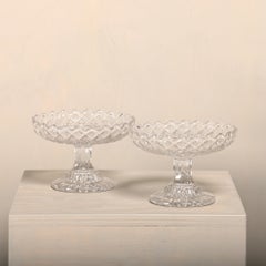 Crystal Bowls with diamond-shaped facets, France, 1950s