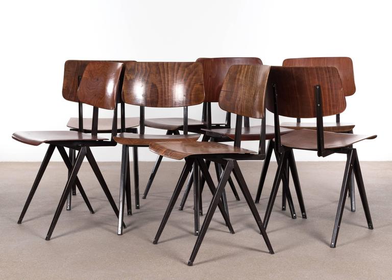Multiple Galvanitas Industrial Plywood Chairs S16, Netherlands 4