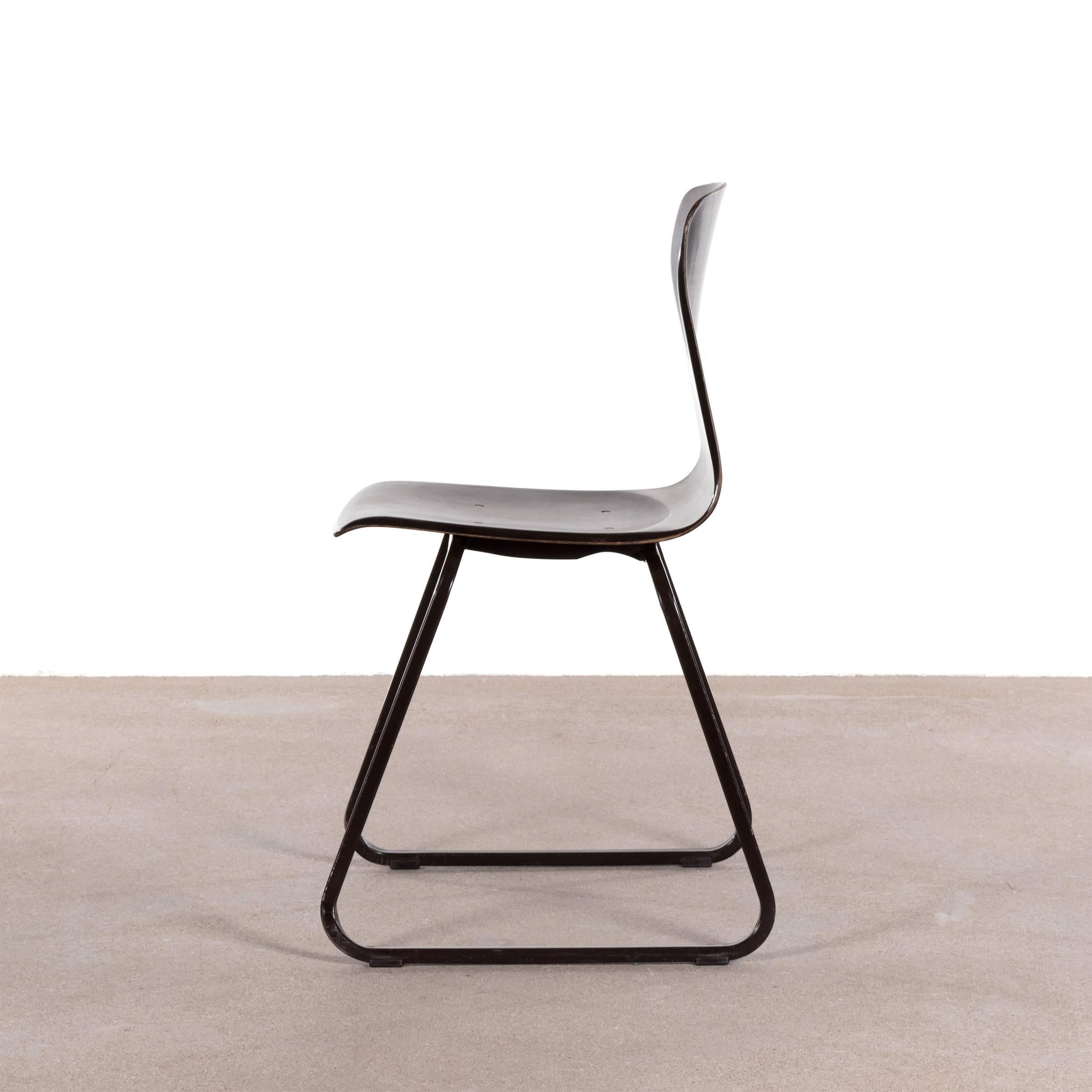 Mid-Century Modern Multiple Galvanitas Industrial Stackable Plywood Chairs S23, Netherlands