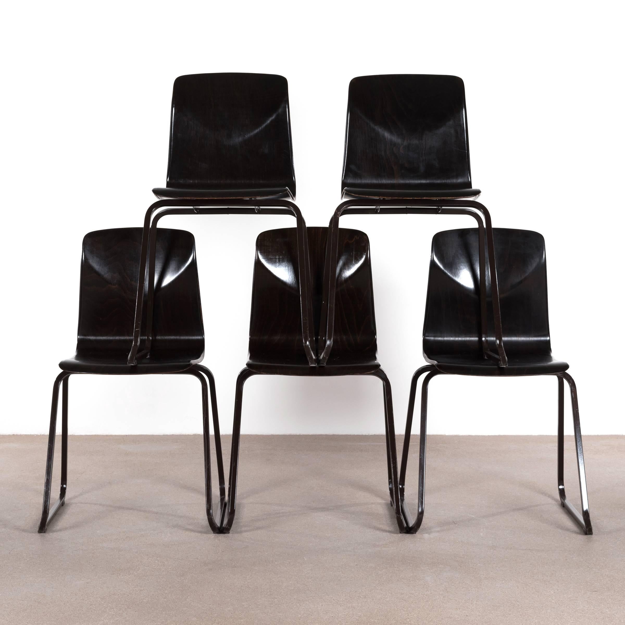 Multiple Galvanitas Industrial Stackable Plywood Chairs S23, Netherlands 2