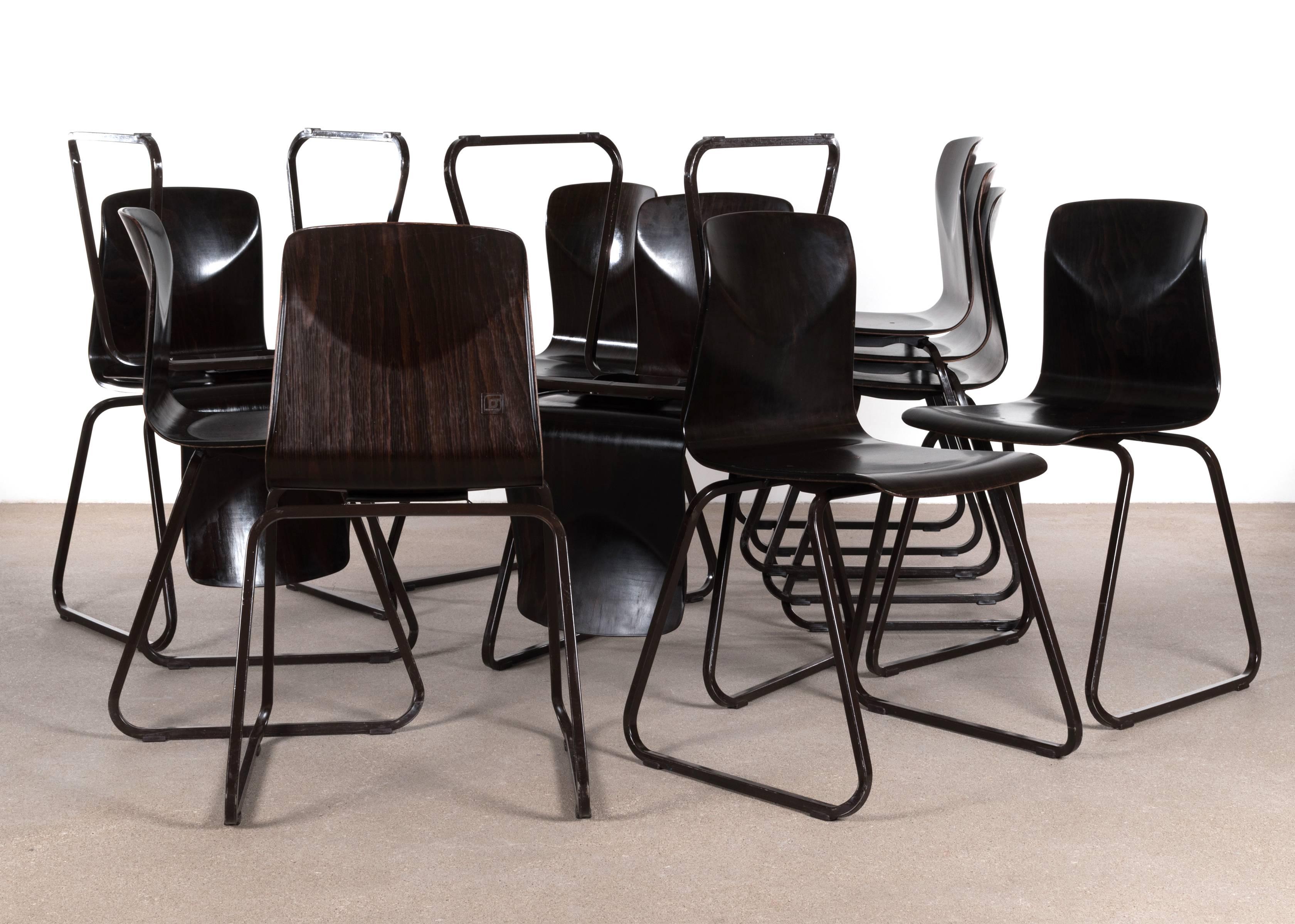 Multiple Galvanitas Industrial Stackable Plywood Chairs S23, Netherlands 3