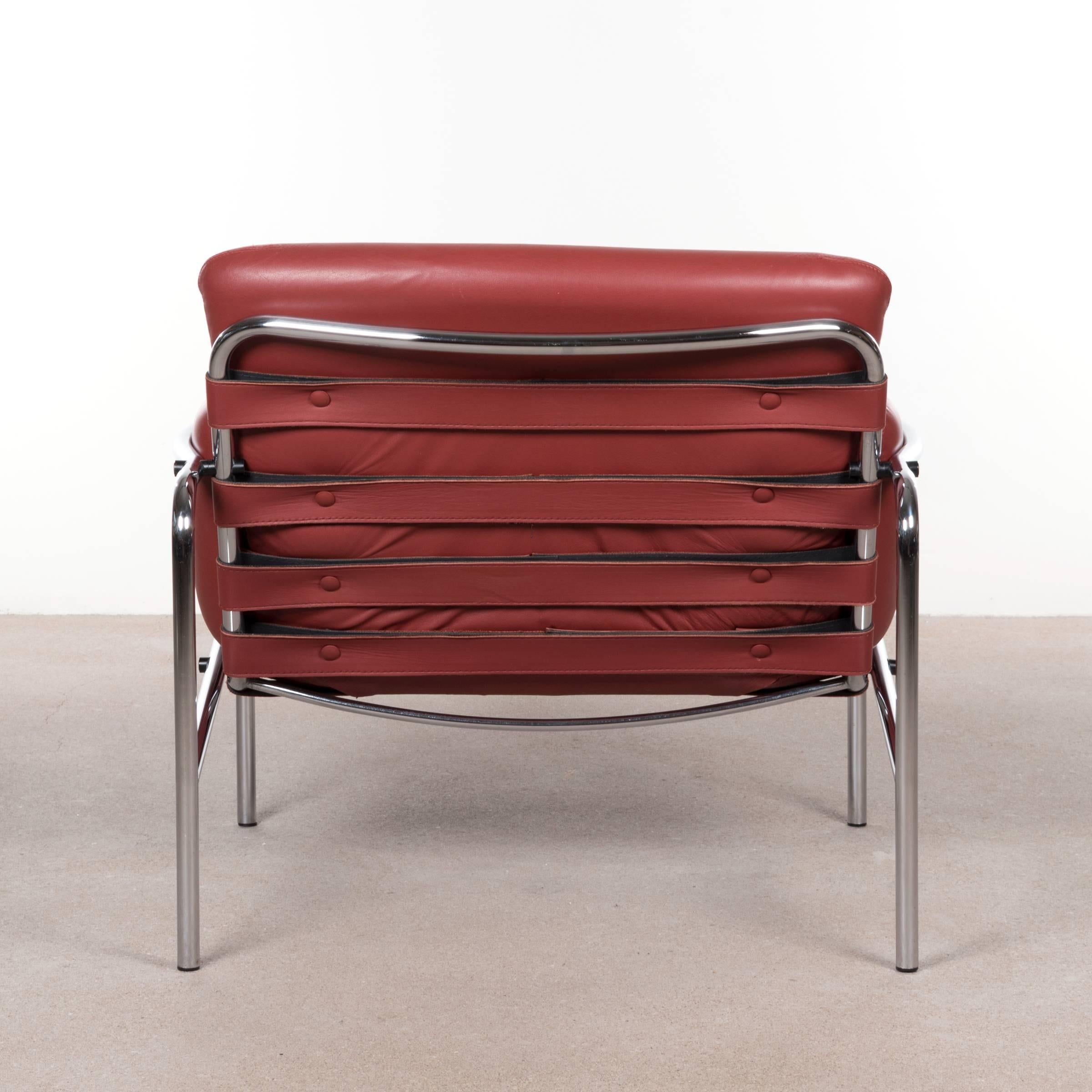 Dutch Martin Visser Red Leather Osaka Easy Chair for Spectrum, Netherlands