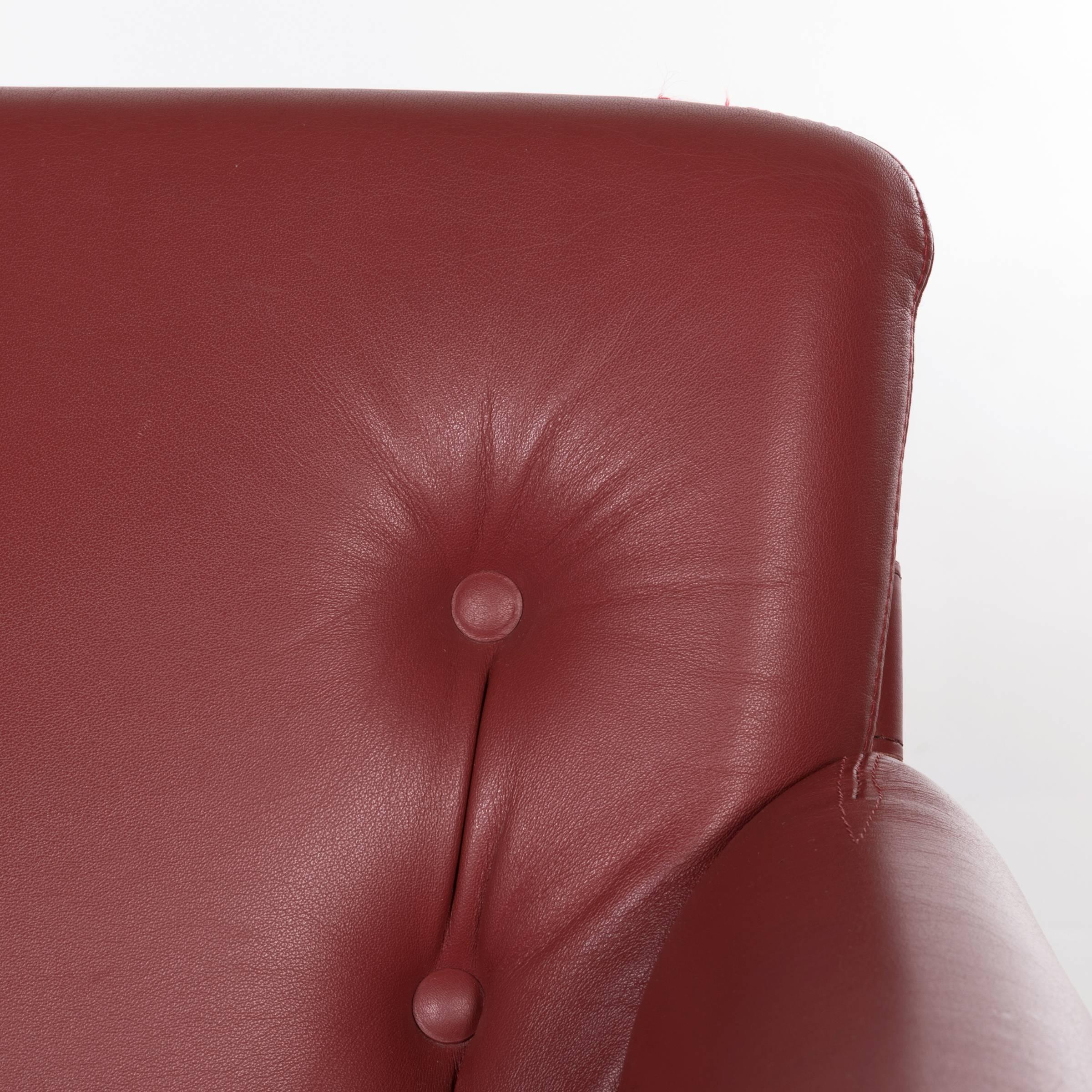 Martin Visser Red Leather Osaka Easy Chair for Spectrum, Netherlands 1