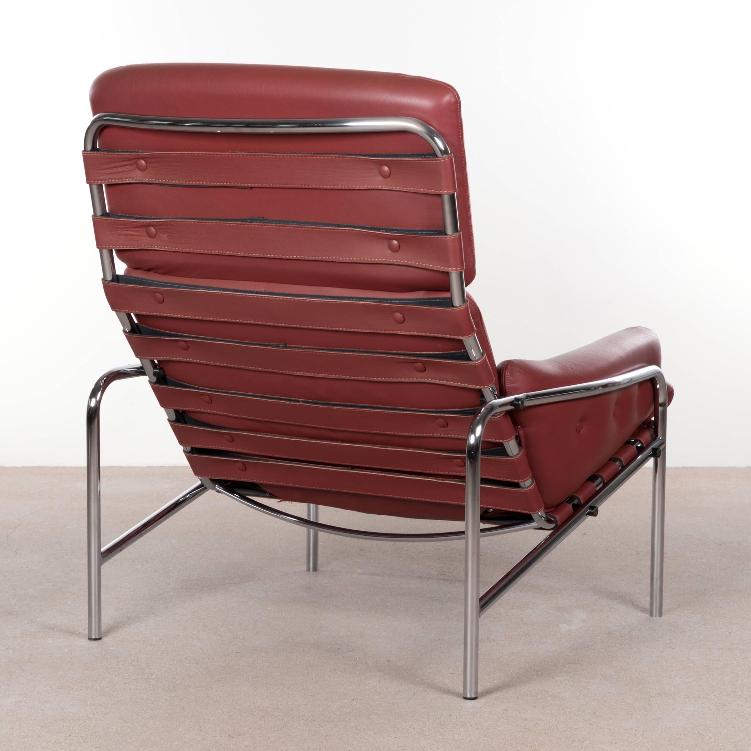 Dutch Martin Visser Red Leather Nagoya Lounge Chair for Spectrum, Netherlands