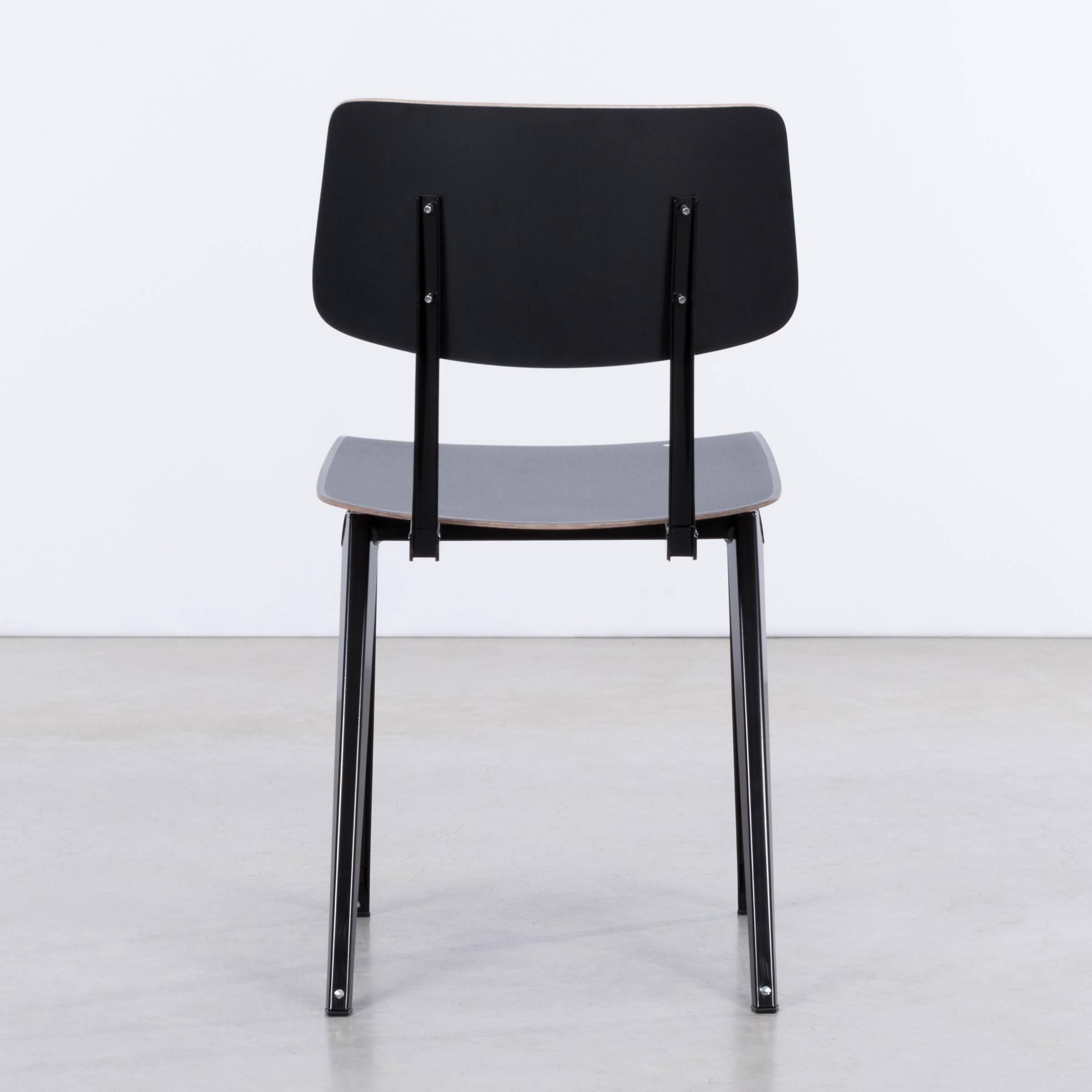 Dutch Multiple Industrial Galvanitas S16 Dining Chairs in Black, Netherlands For Sale