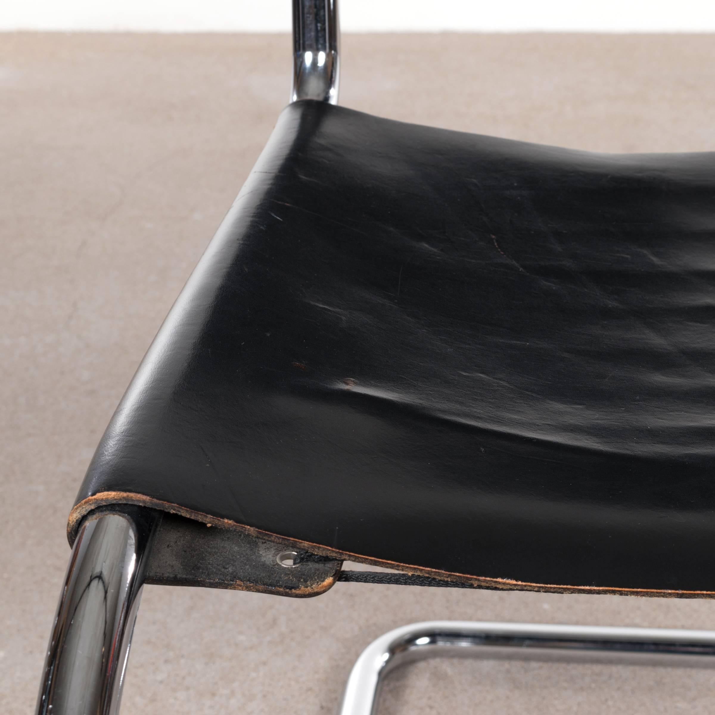 Early 20th Century Mies van der Rohe MR10 Cantilever Chairs in Black Leather