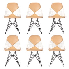 Eames DKR-2 Herman Miller, USA Dining Chairs Ochre, White and Black