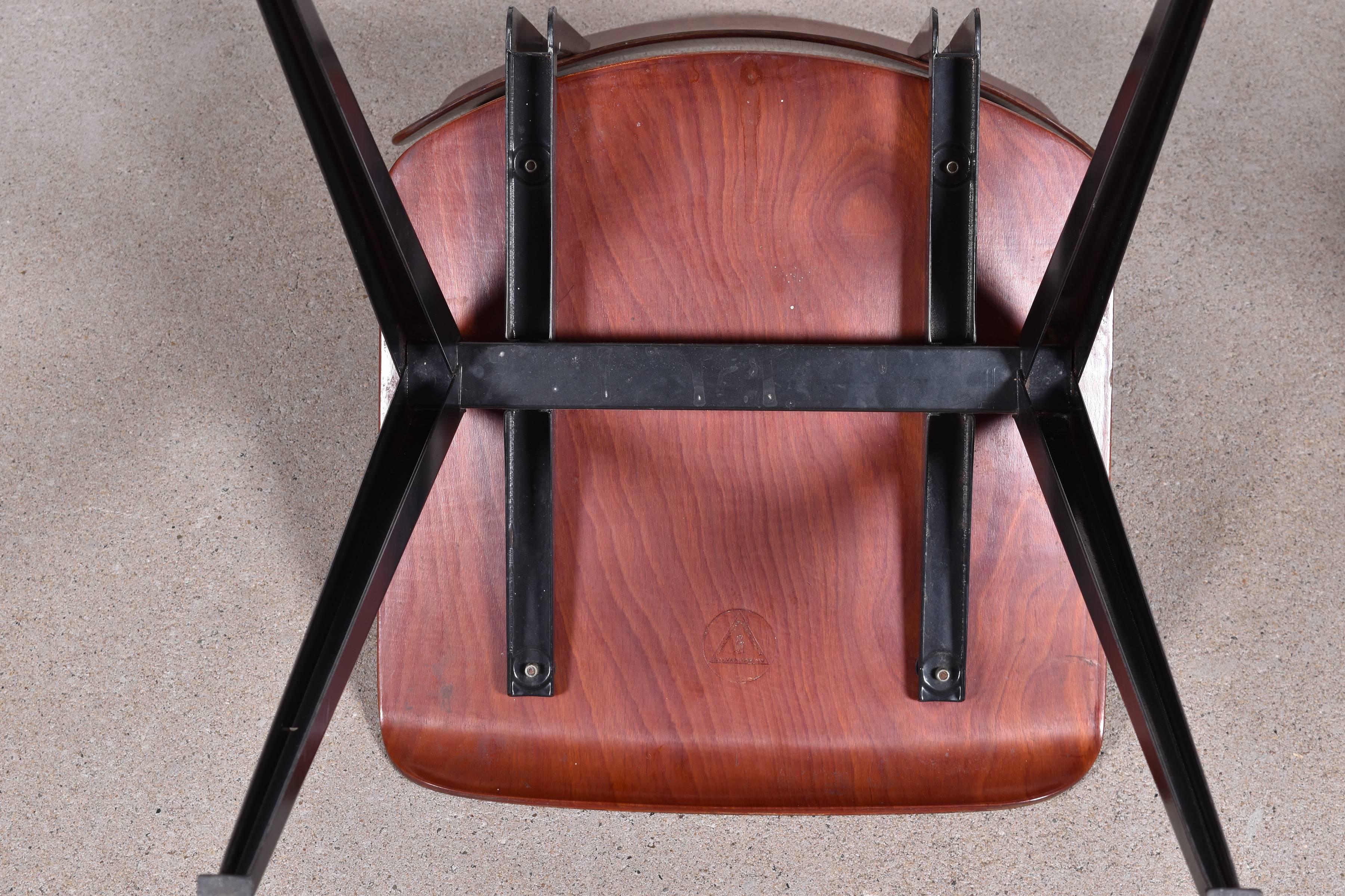 Multiple Black Galvanitas Industrial Plywood Chairs S16, Netherlands 1