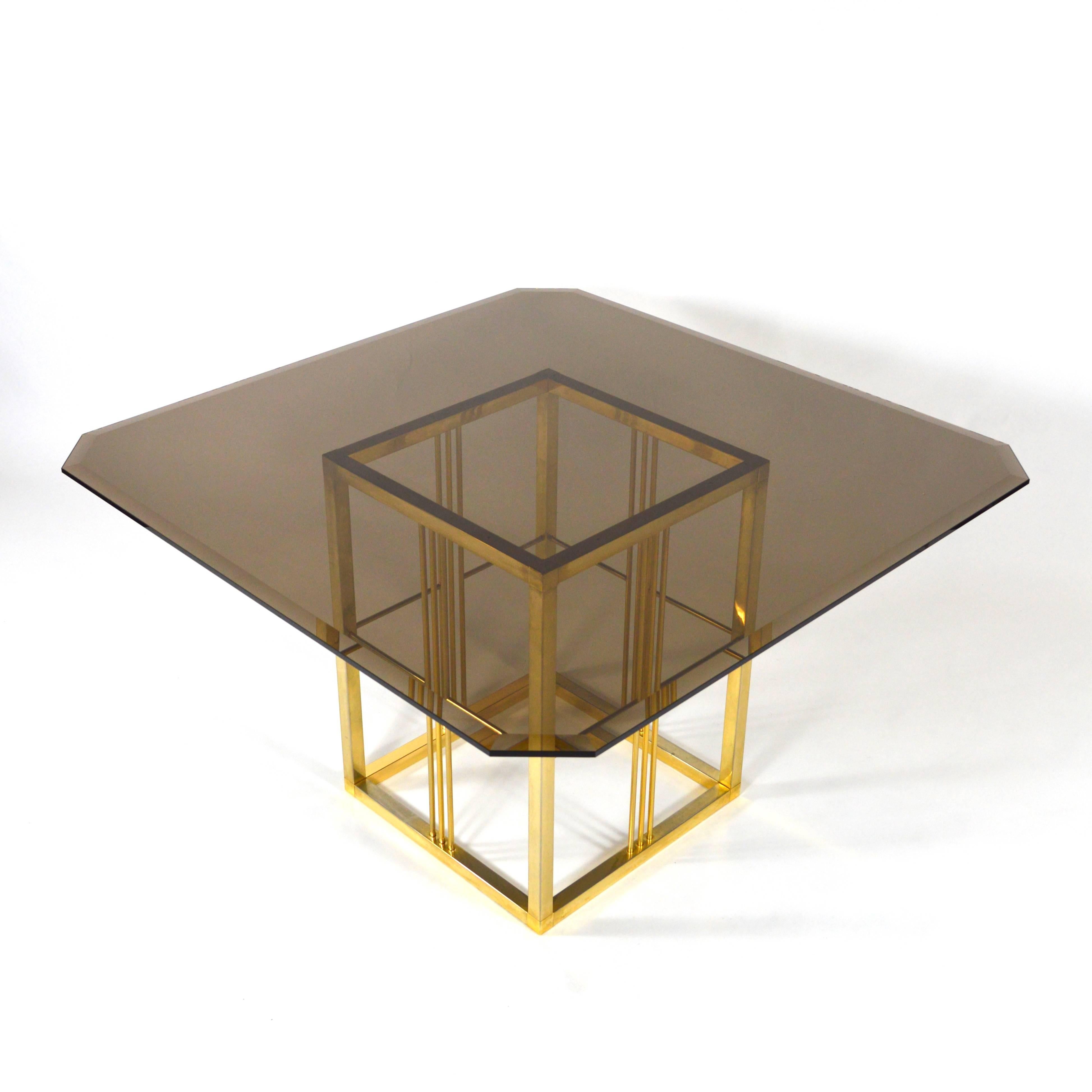 Brass and Glass Dining Table, Italy, 1970s-1980s 3