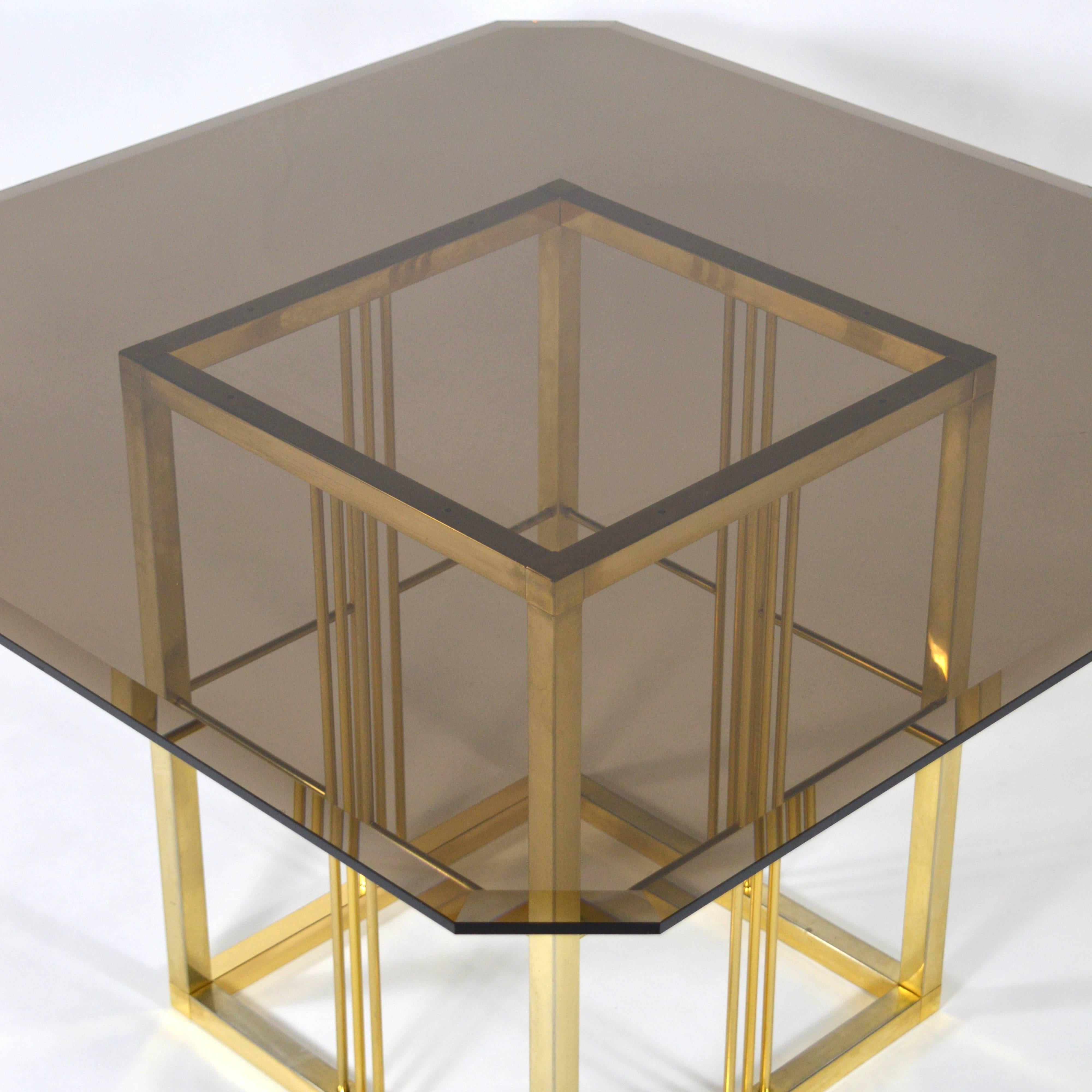 Brass and Glass Dining Table, Italy, 1970s-1980s 4